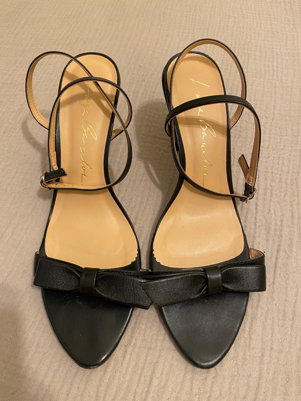 Luiza Barcelos Black Bow-Accent Slingback Heels — Women. Size 9